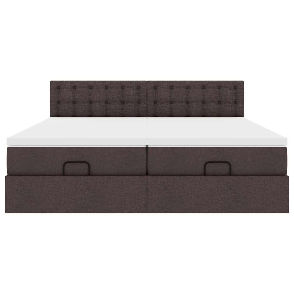 vidaXL Estructura cama otomana colchones tela marrón oscuro 180x200cm