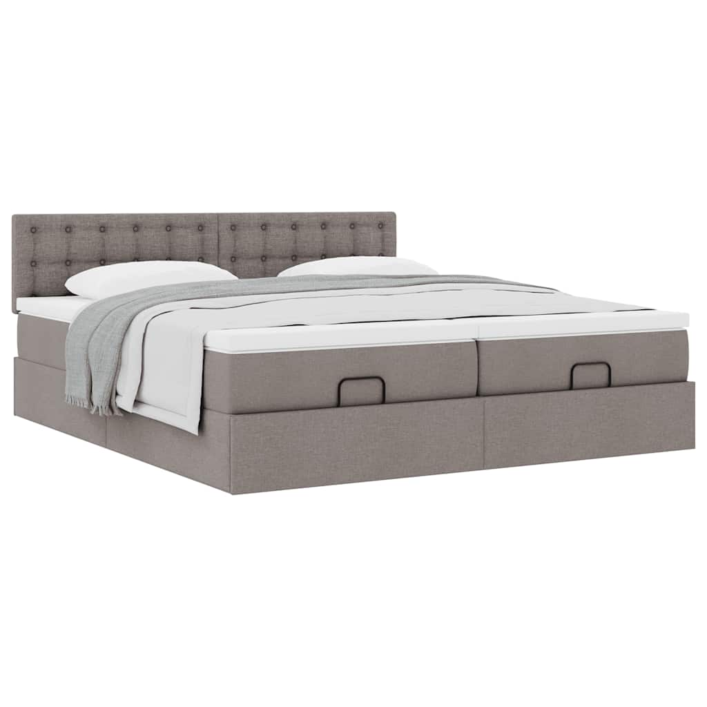 vidaXL Estructura de cama otomana colchones tela gris pardo 180x200 cm