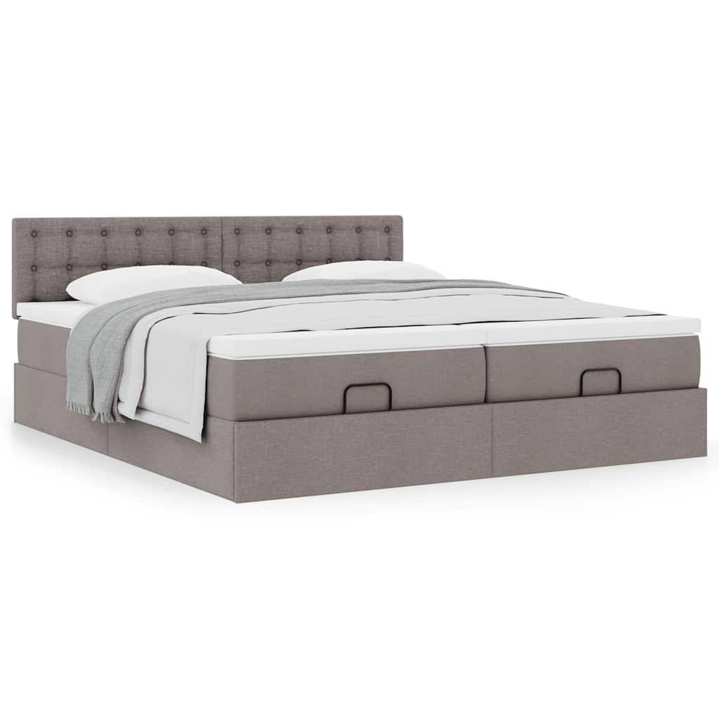 vidaXL Estructura de cama otomana colchones tela gris pardo 180x200 cm