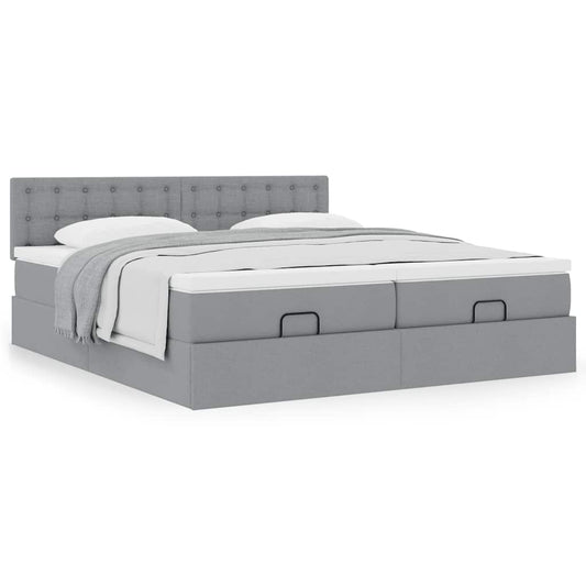 vidaXL Estructura de cama otomana colchones tela gris claro 200x200cm