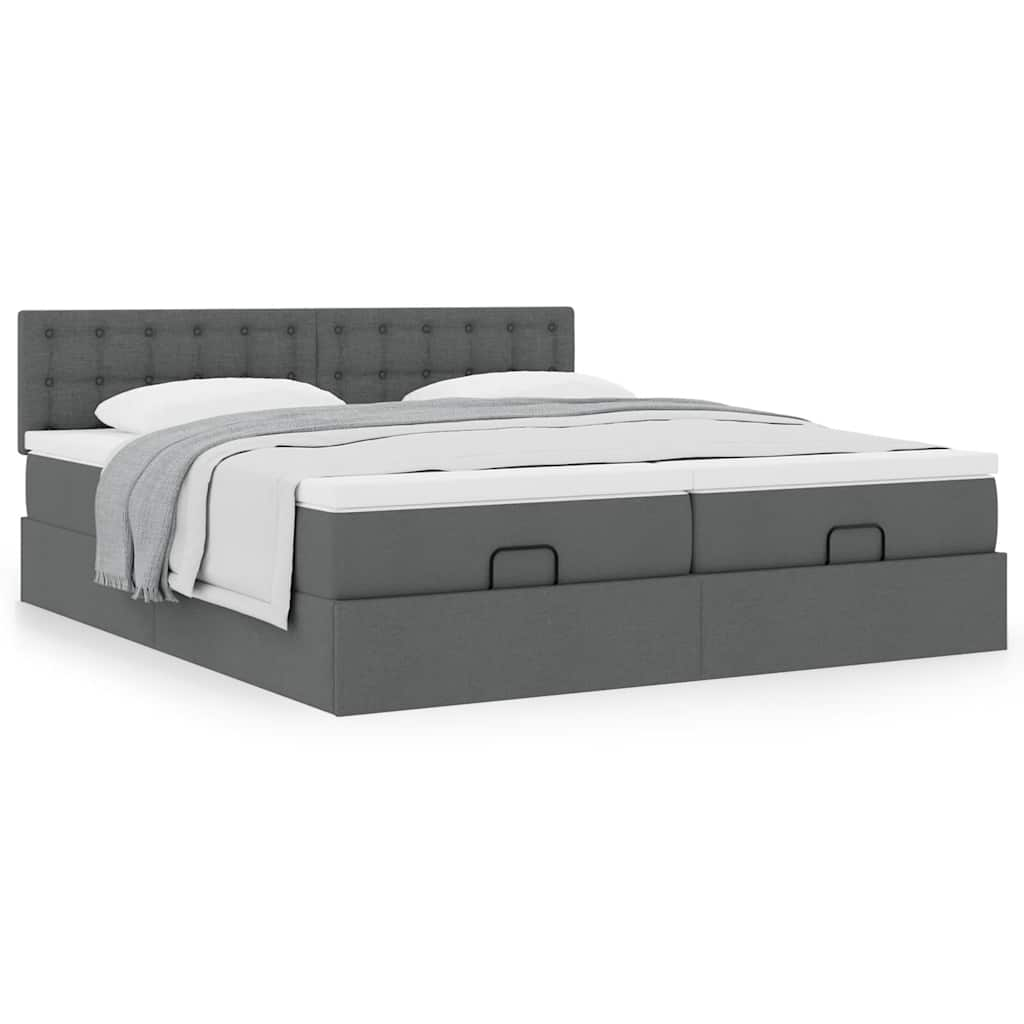 vidaXL Estructura cama otomana colchones tela gris oscuro 200x200cm