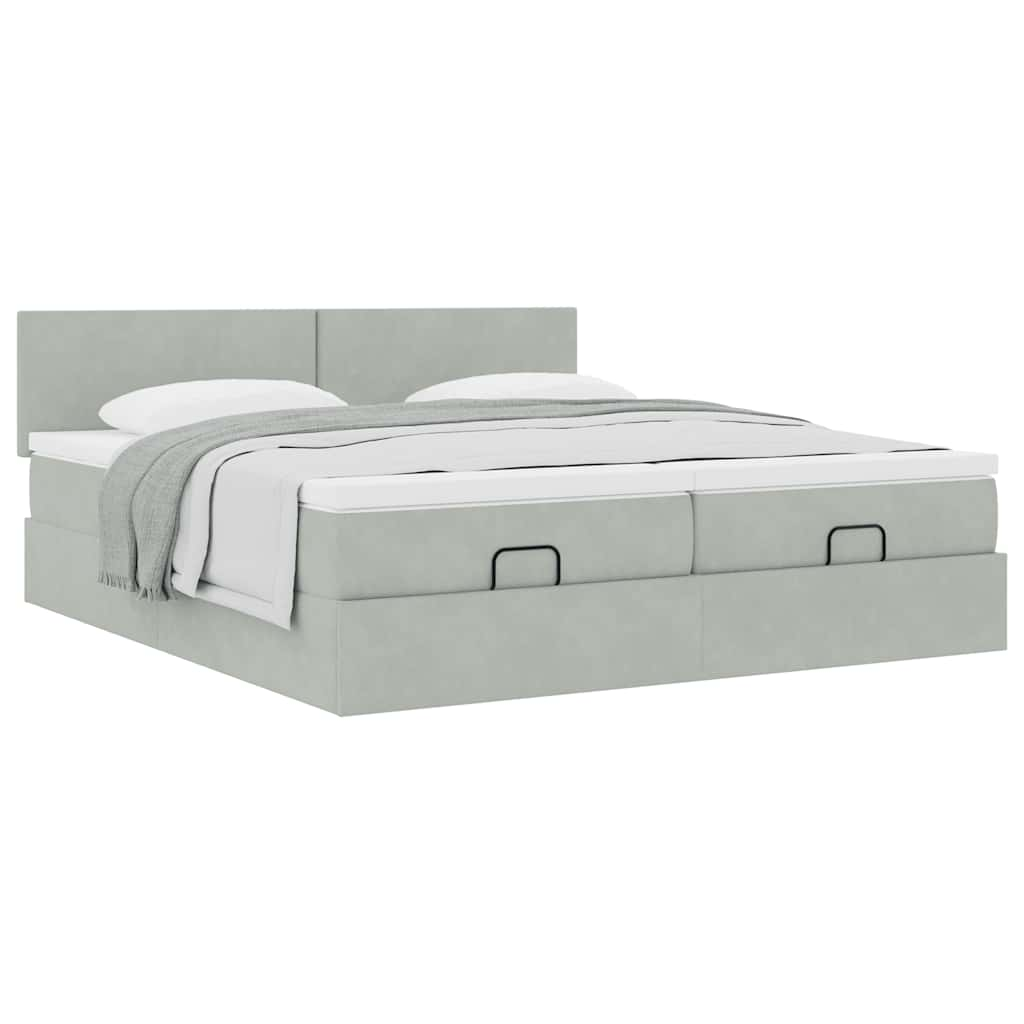 vidaXL Estructura de cama otomana colchones terciopelo gris claro