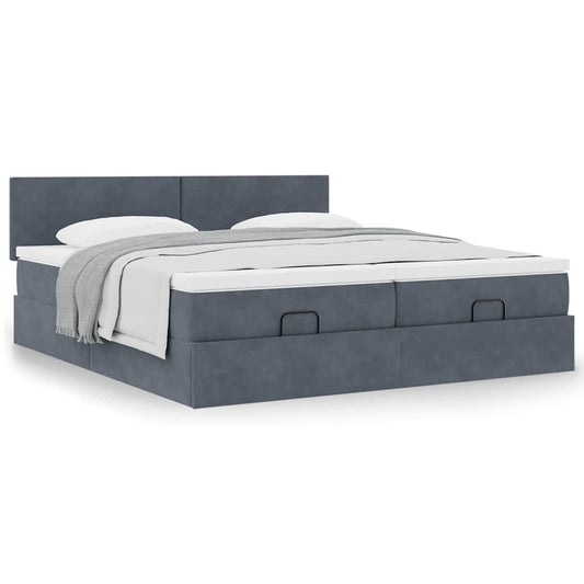 vidaXL Estructura cama otomana colchones terciopelo gris oscuro