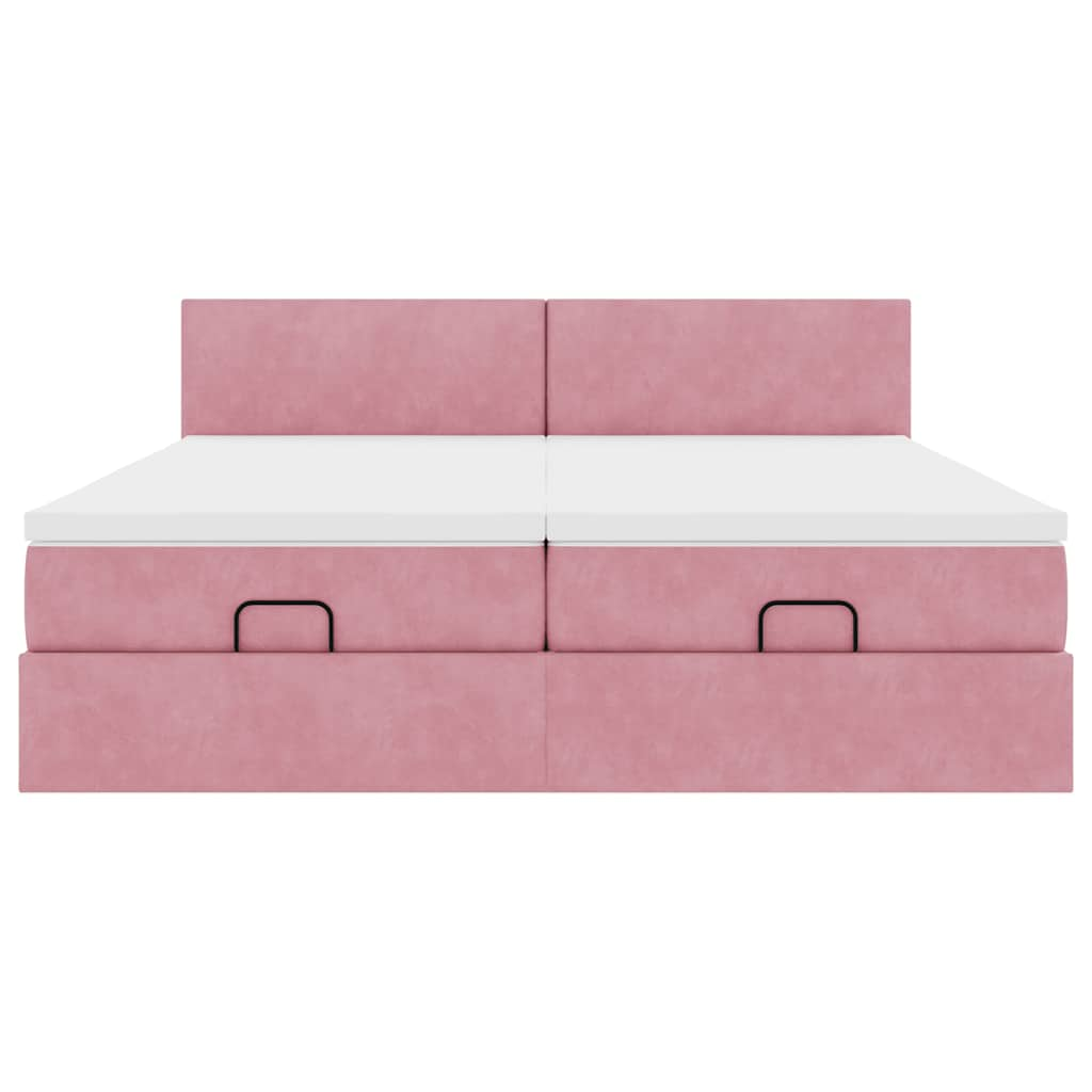 vidaXL Estructura de cama otomana colchones terciopelo rosa 160x200cm