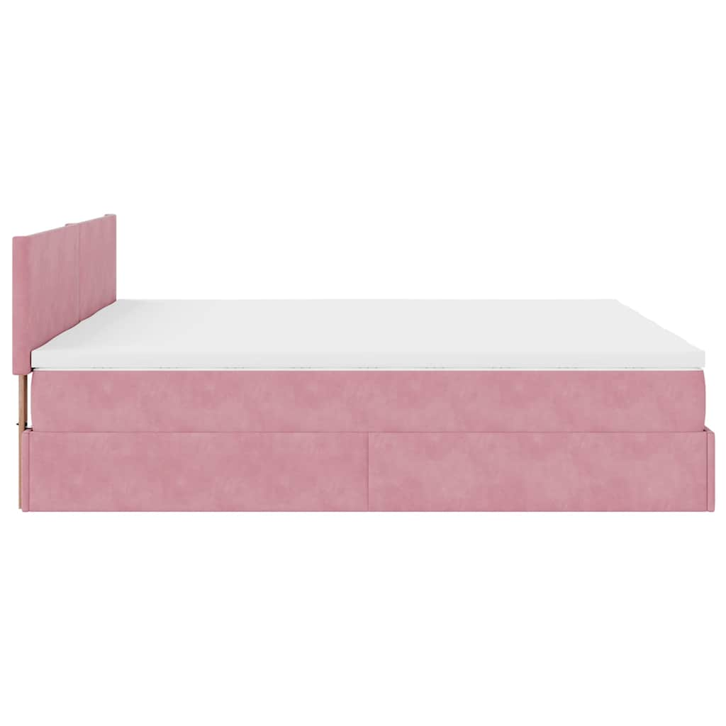 vidaXL Estructura de cama otomana colchones terciopelo rosa 160x200cm