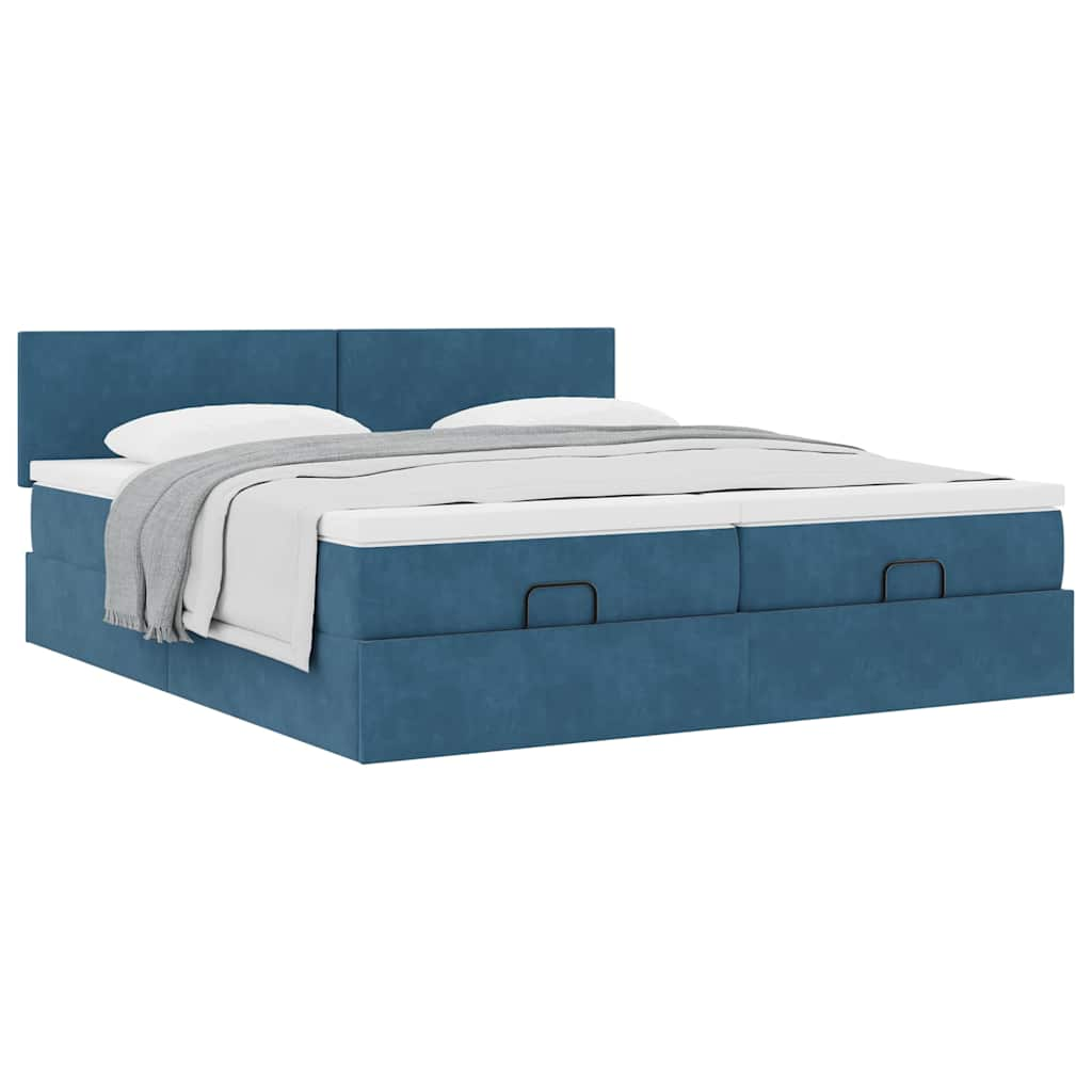 vidaXL Estructura de cama otomana colchones terciopelo azul oscuro