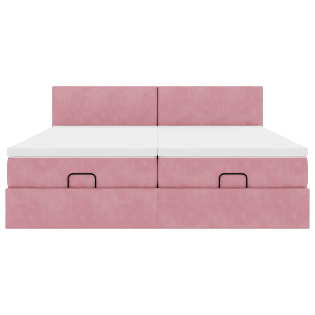 vidaXL Estructura de cama otomana colchones terciopelo rosa 180x200cm