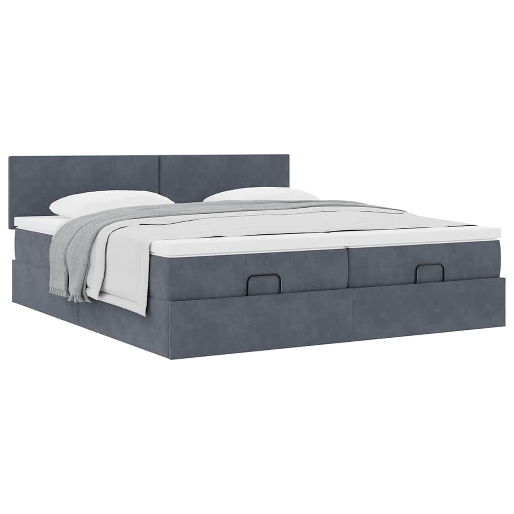 vidaXL Estructura cama otomana colchones terciopelo gris oscuro