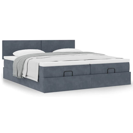 vidaXL Estructura cama otomana colchones terciopelo gris oscuro