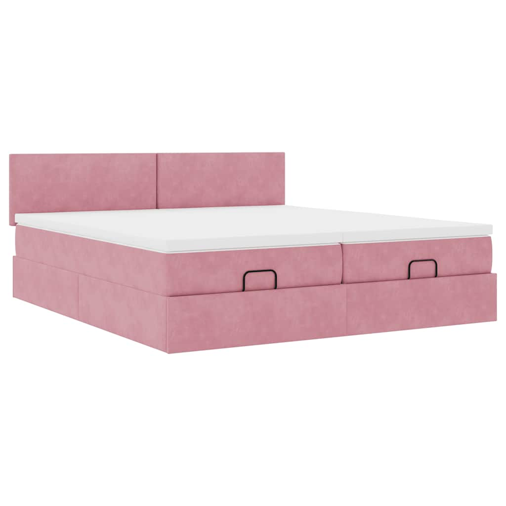 vidaXL Estructura de cama otomana colchones terciopelo rosa 200x200cm