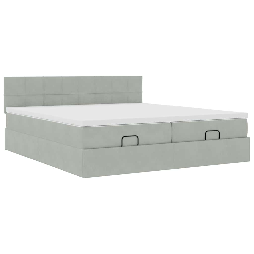 vidaXL Estructura de cama otomana colchones terciopelo gris claro