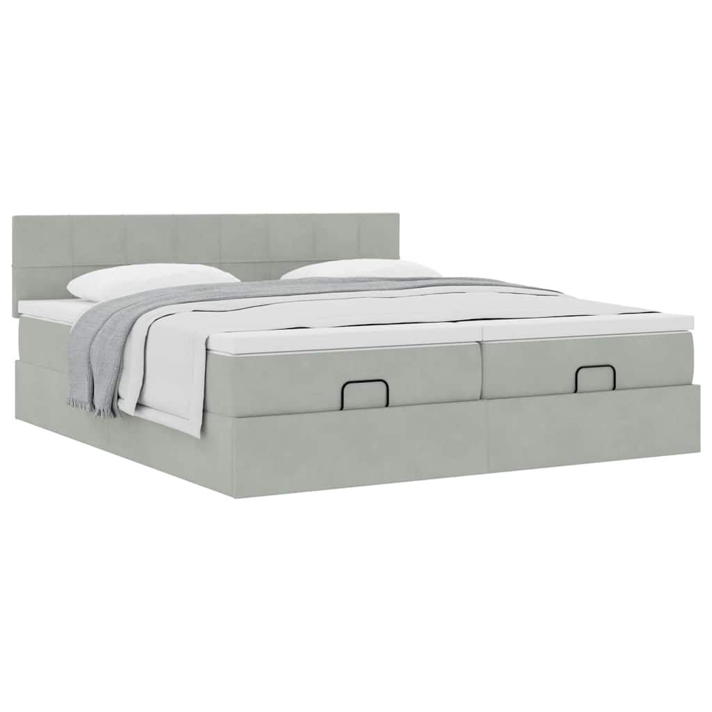 vidaXL Estructura de cama otomana colchones terciopelo gris claro