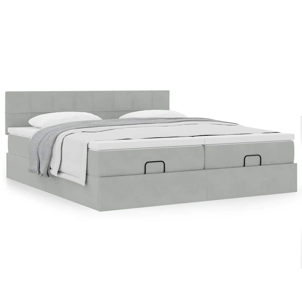 vidaXL Estructura de cama otomana colchones terciopelo gris claro