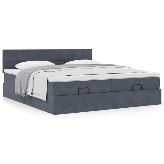 vidaXL Estructura cama otomana colchones terciopelo gris oscuro