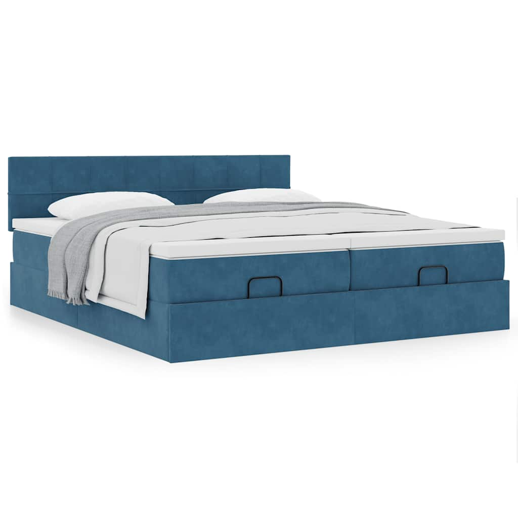 vidaXL Estructura de cama otomana colchones terciopelo azul oscuro