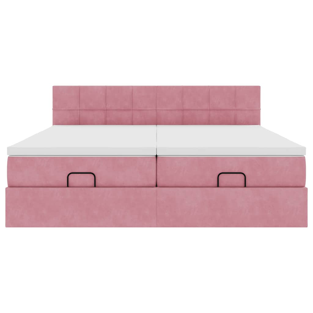 vidaXL Estructura de cama otomana colchones terciopelo rosa 160x200cm