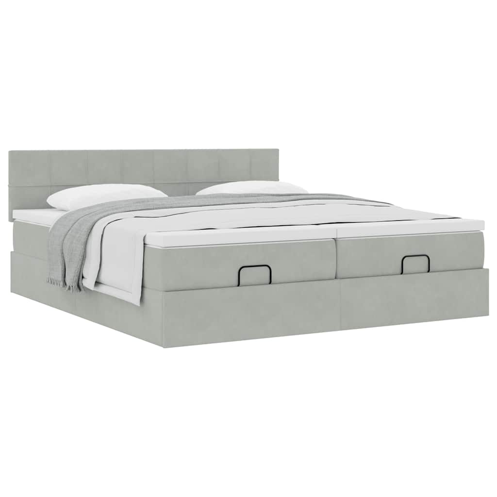 vidaXL Estructura cama otomana colchones terciopelo gris claro