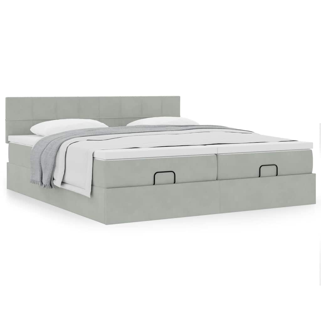 vidaXL Estructura cama otomana colchones terciopelo gris claro