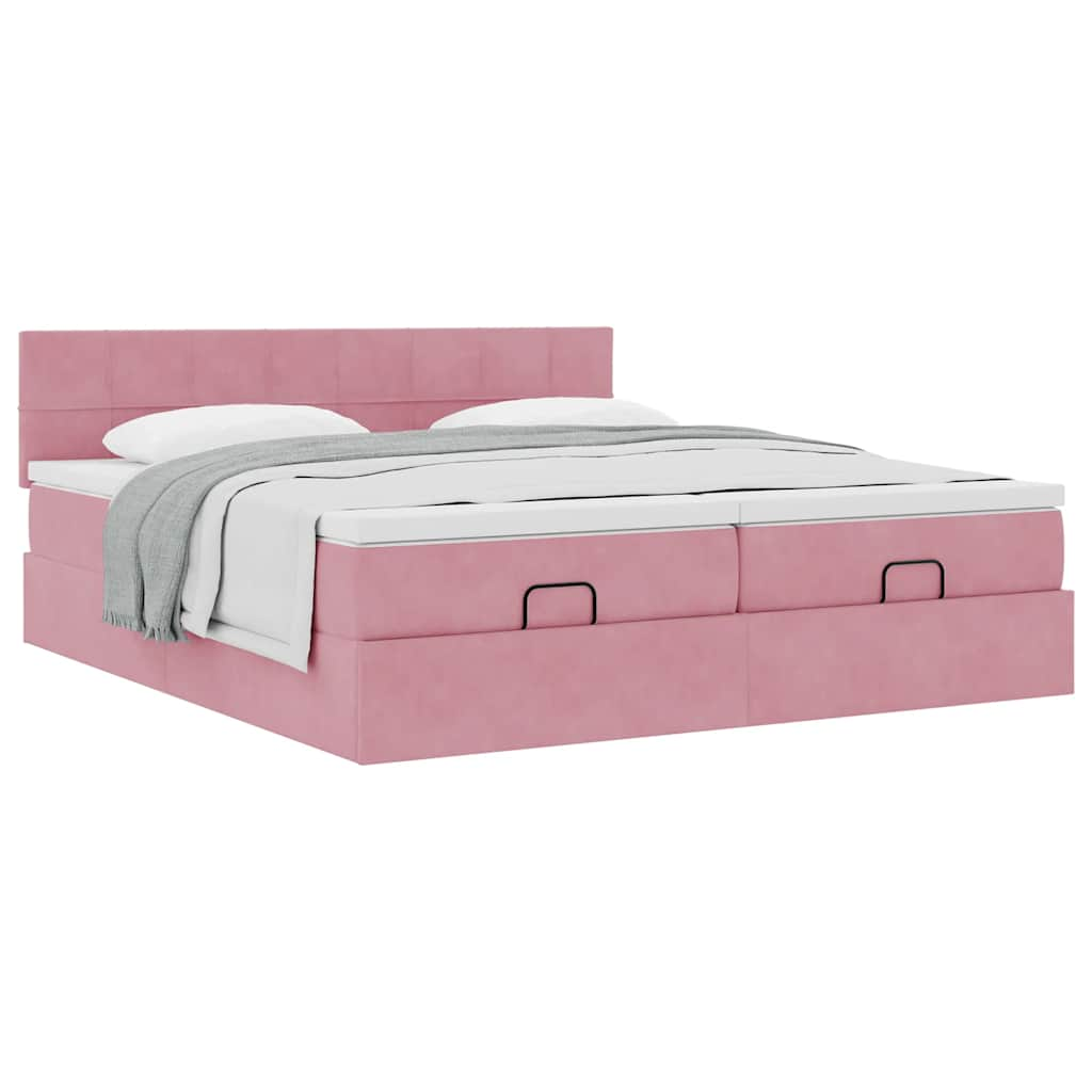 vidaXL Estructura de cama otomana colchones terciopelo rosa 200x200cm