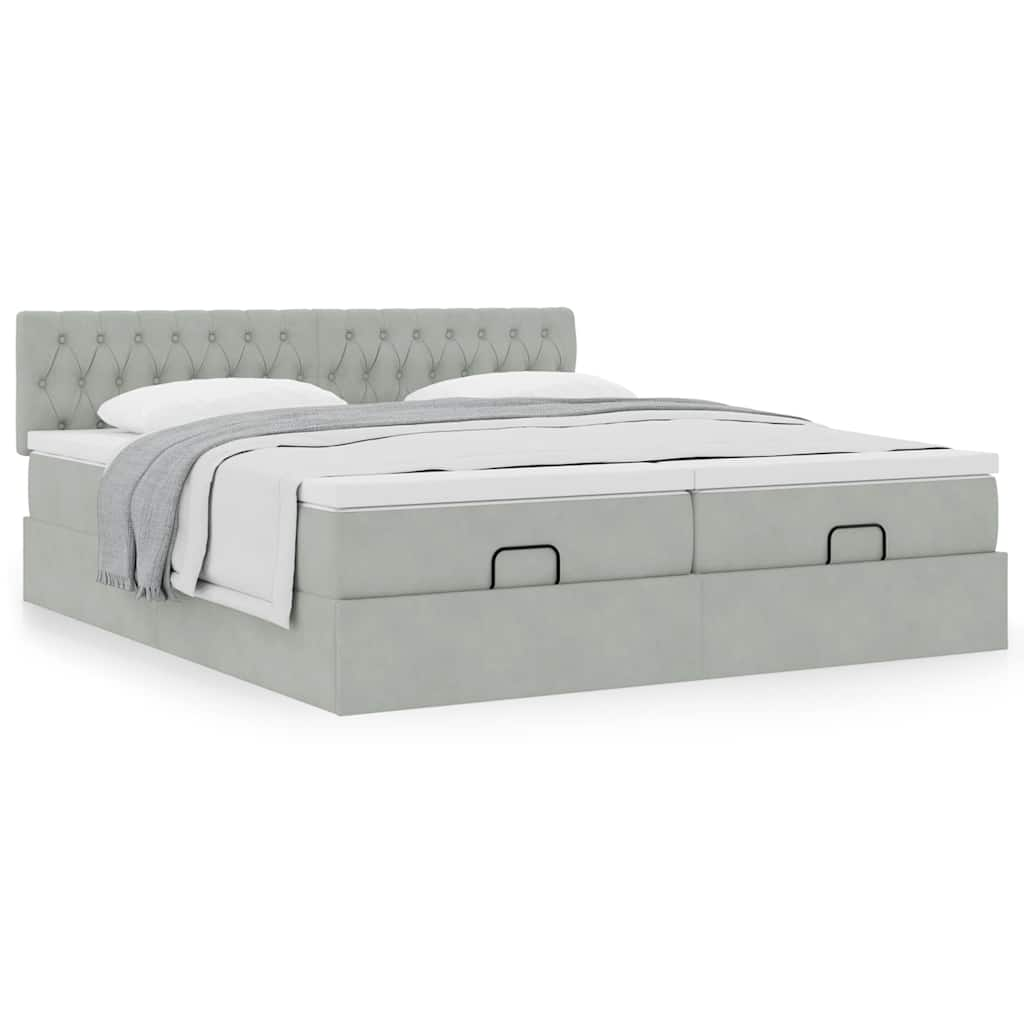 vidaXL Estructura de cama otomana colchones terciopelo gris claro