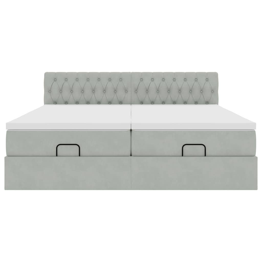 vidaXL Estructura cama otomana colchones terciopelo gris claro