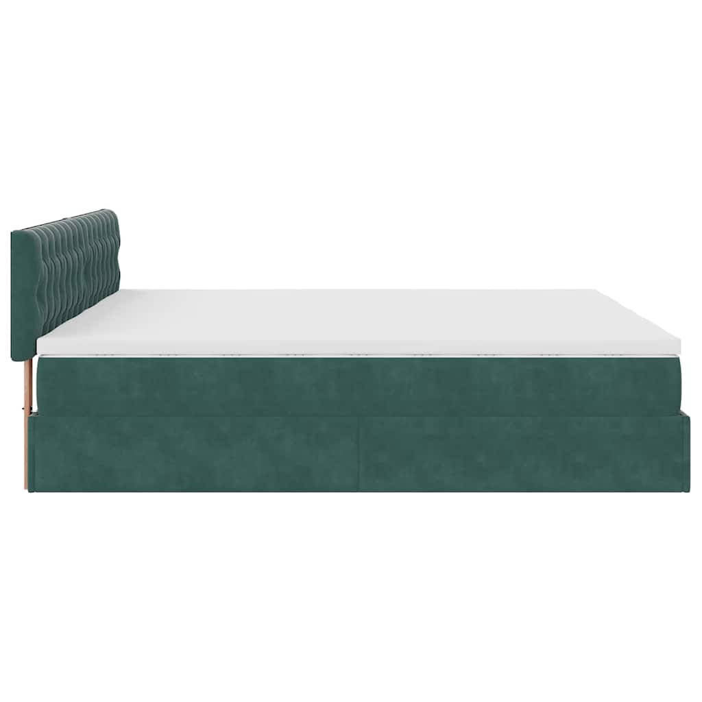 vidaXL Estructura de cama otomana colchones terciopelo verde oscuro