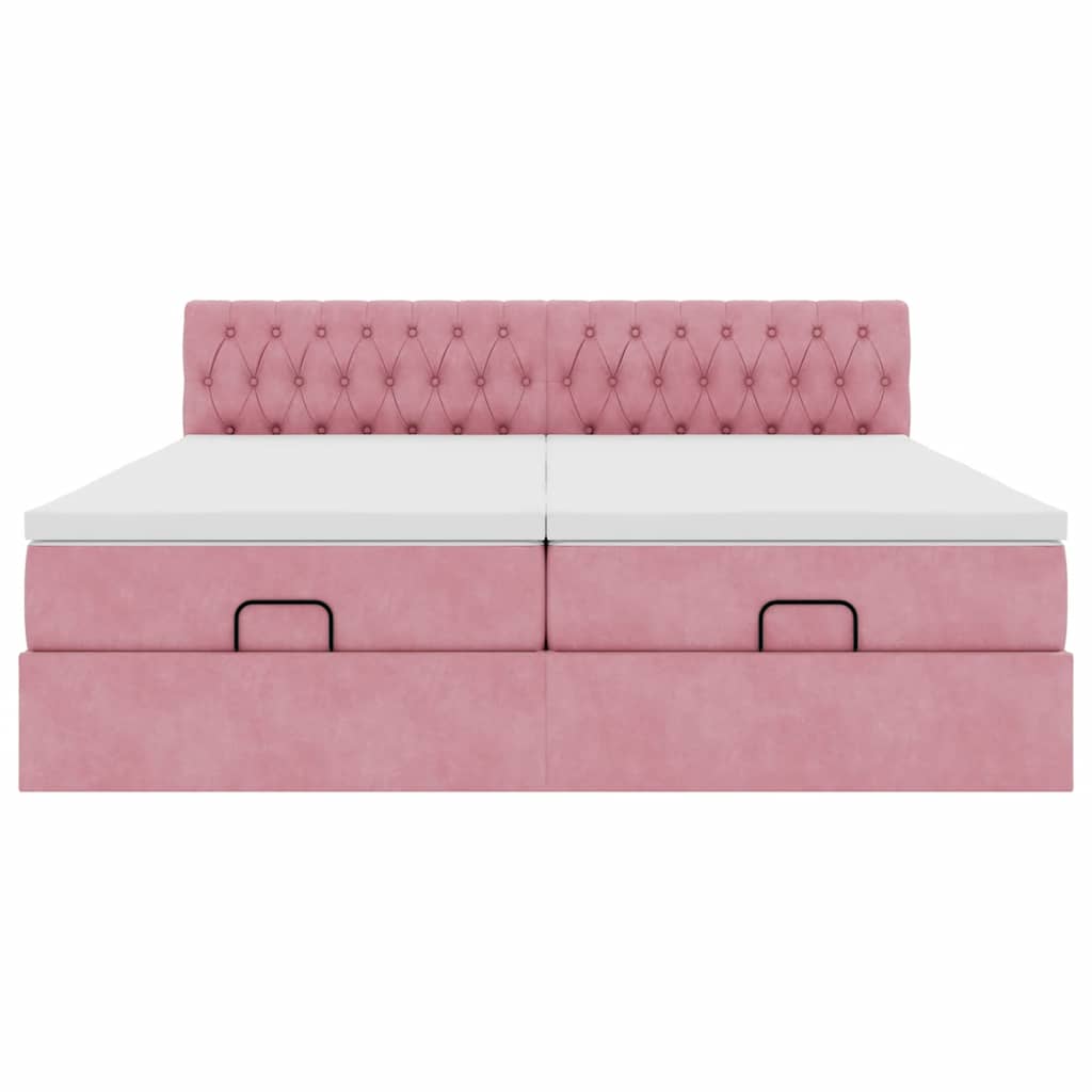 vidaXL Estructura de cama otomana colchones terciopelo rosa 180x200cm