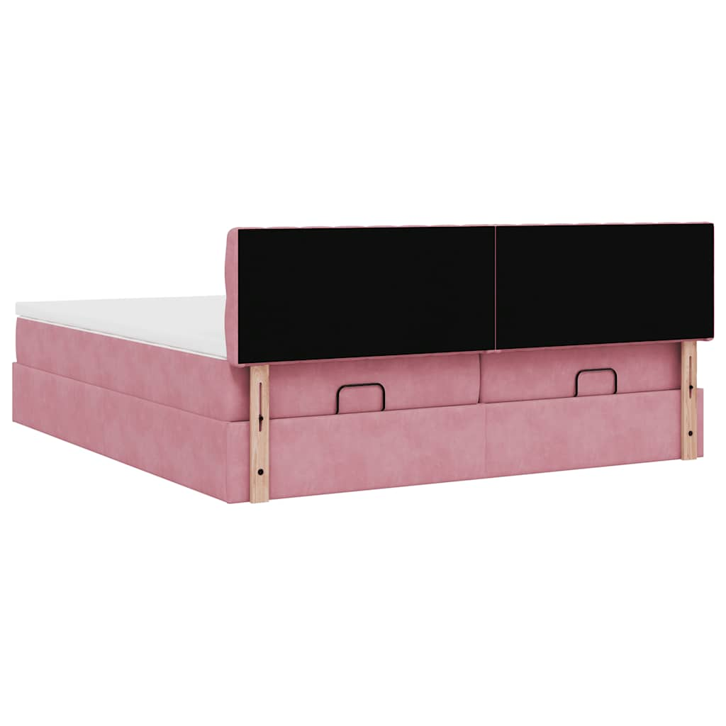 vidaXL Estructura de cama otomana colchones terciopelo rosa 180x200cm