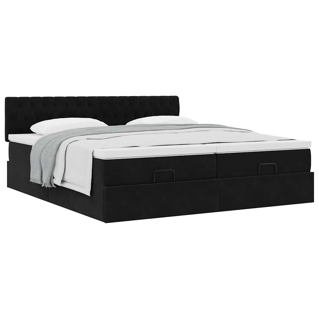 vidaXL Estructura de cama otomana colchones terciopelo negro 200x200cm