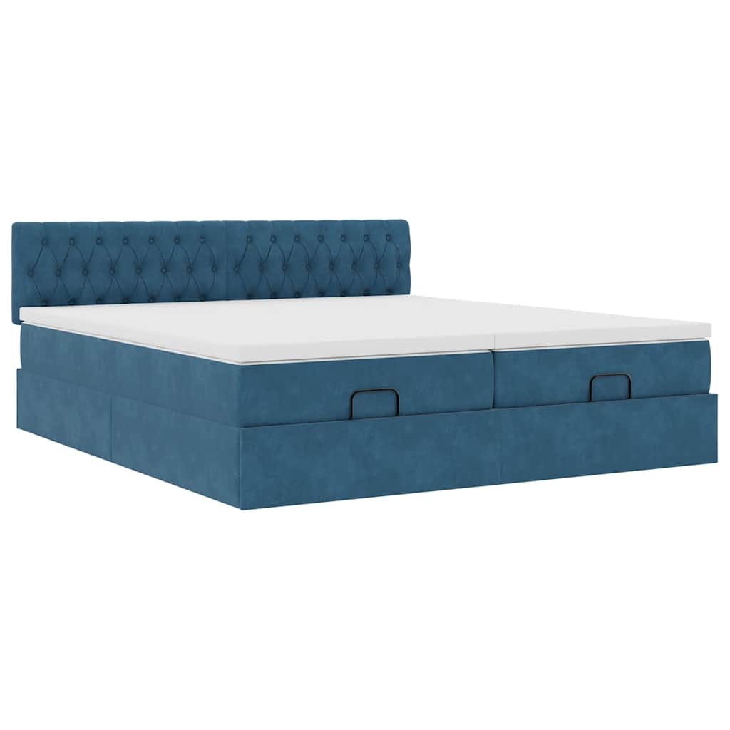 vidaXL Estructura de cama otomana colchones terciopelo azul oscuro