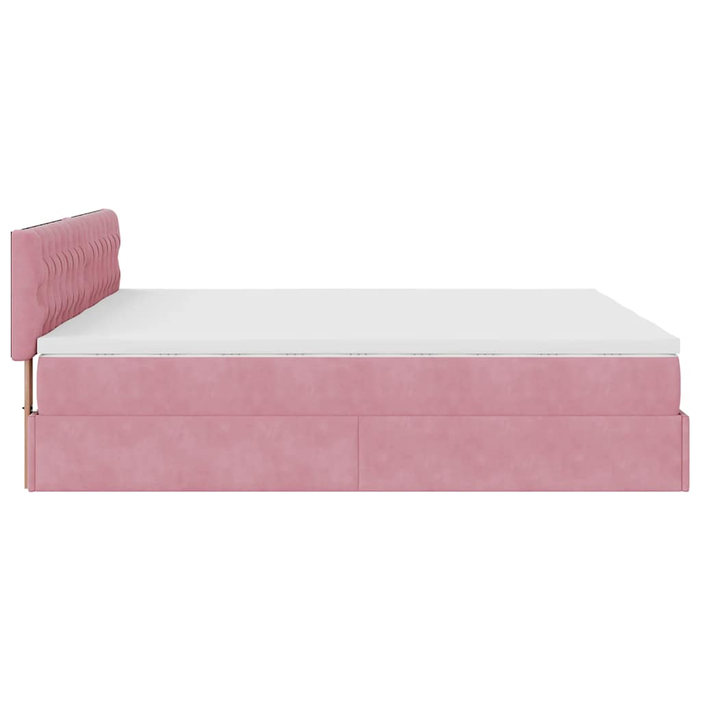 vidaXL Estructura de cama otomana colchones terciopelo rosa 200x200cm