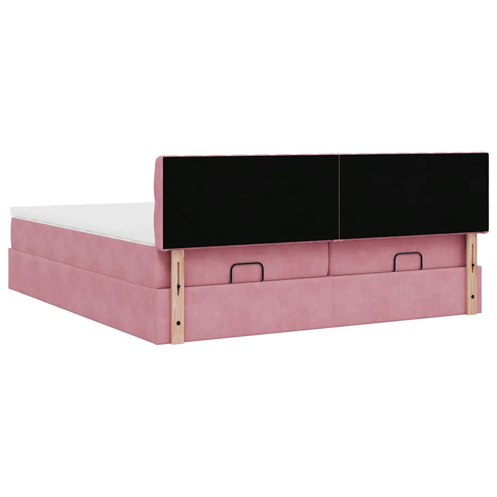 vidaXL Estructura de cama otomana colchones terciopelo rosa 200x200cm