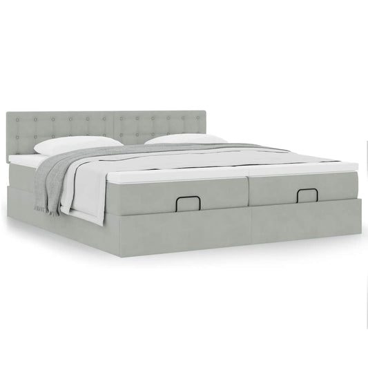 vidaXL Estructura de cama otomana colchones terciopelo gris claro