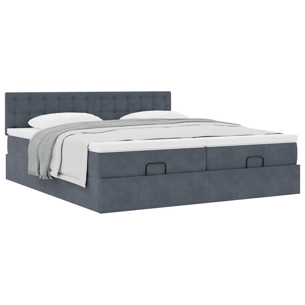 vidaXL Estructura cama otomana colchones terciopelo gris oscuro