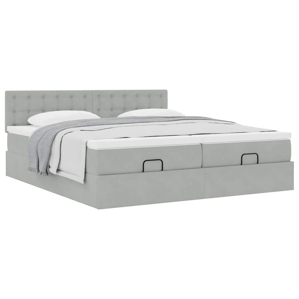 vidaXL Estructura cama otomana colchones terciopelo gris claro