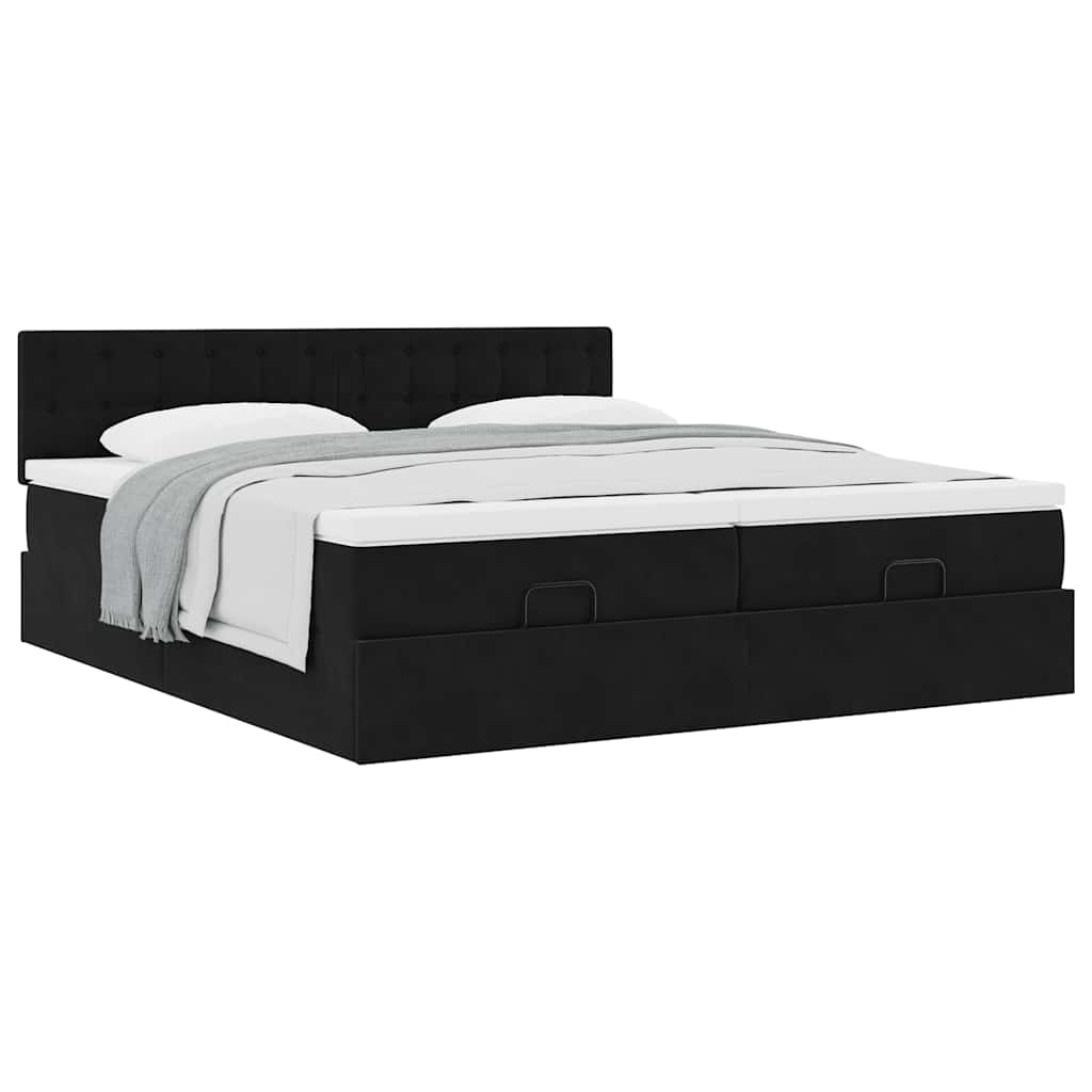 vidaXL Estructura de cama otomana colchones terciopelo negra 180x200cm