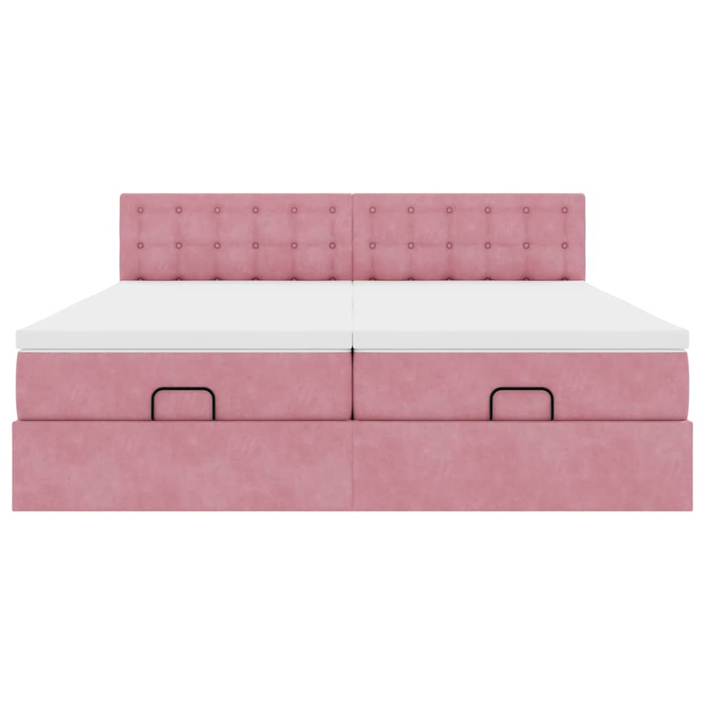 vidaXL Estructura de cama otomana colchones terciopelo rosa 180x200cm