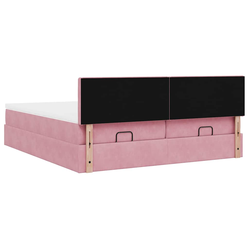 vidaXL Estructura de cama otomana colchones terciopelo rosa 180x200cm