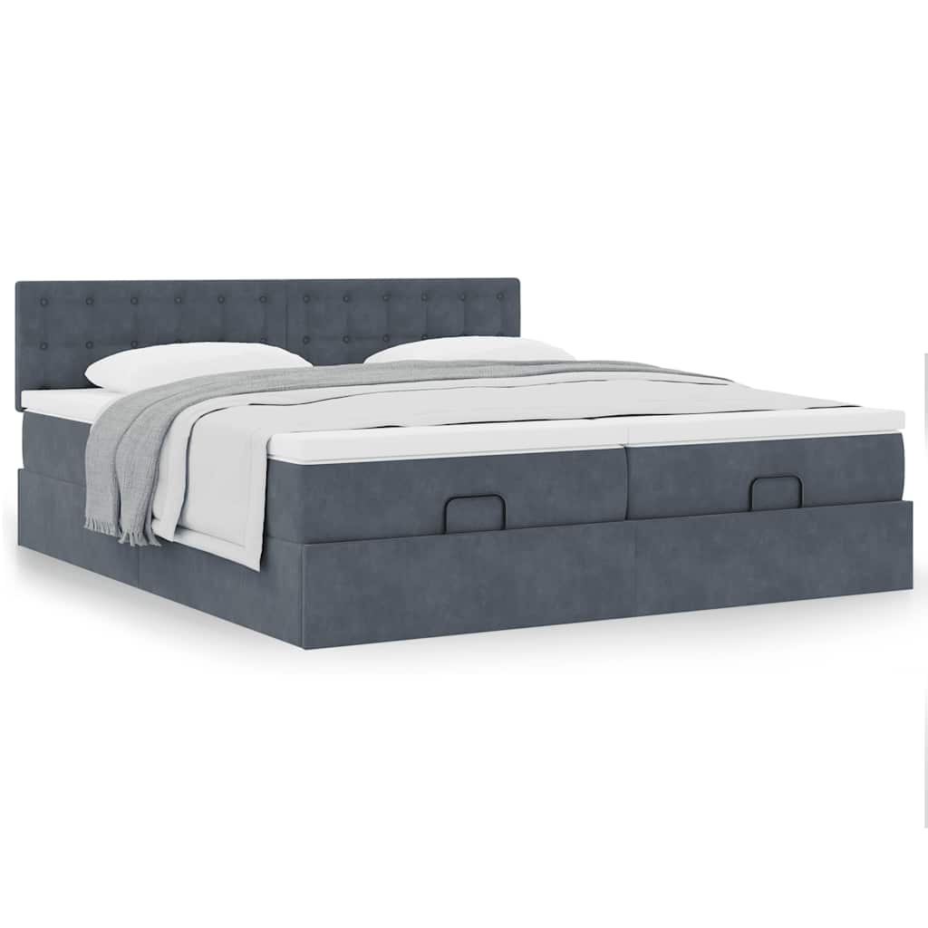 vidaXL Estructura cama otomana colchones terciopelo gris oscuro