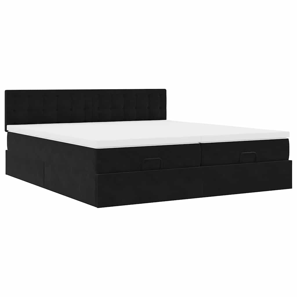 vidaXL Estructura de cama otomana colchones terciopelo negro 200x200cm