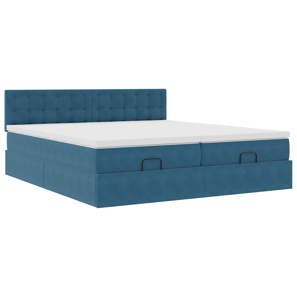 vidaXL Estructura de cama otomana colchones terciopelo azul oscuro