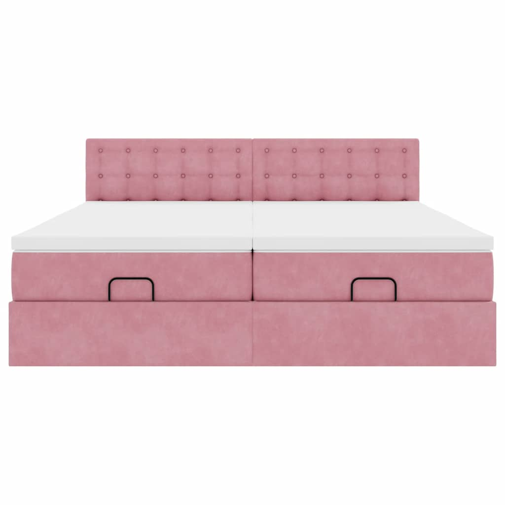 vidaXL Estructura de cama otomana colchones terciopelo rosa 200x200cm