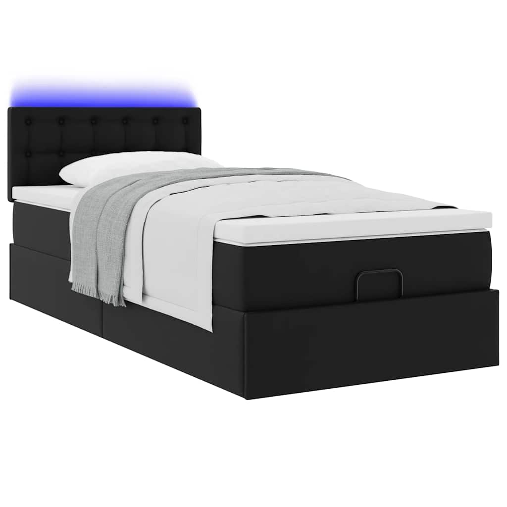 vidaXL Estructura cama otomana colchón cuero sintético negra 80x200cm