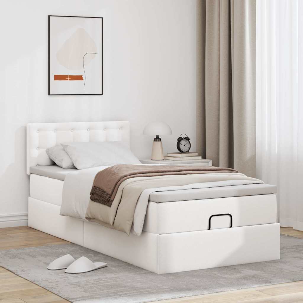 vidaXL Estructura cama otomana colchón blanco puro 90x190cm