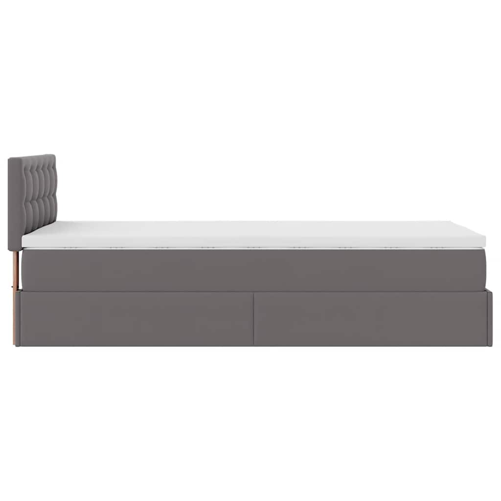 vidaXL Estructura cama otomana colchón cuero sintético gris 90x200 cm