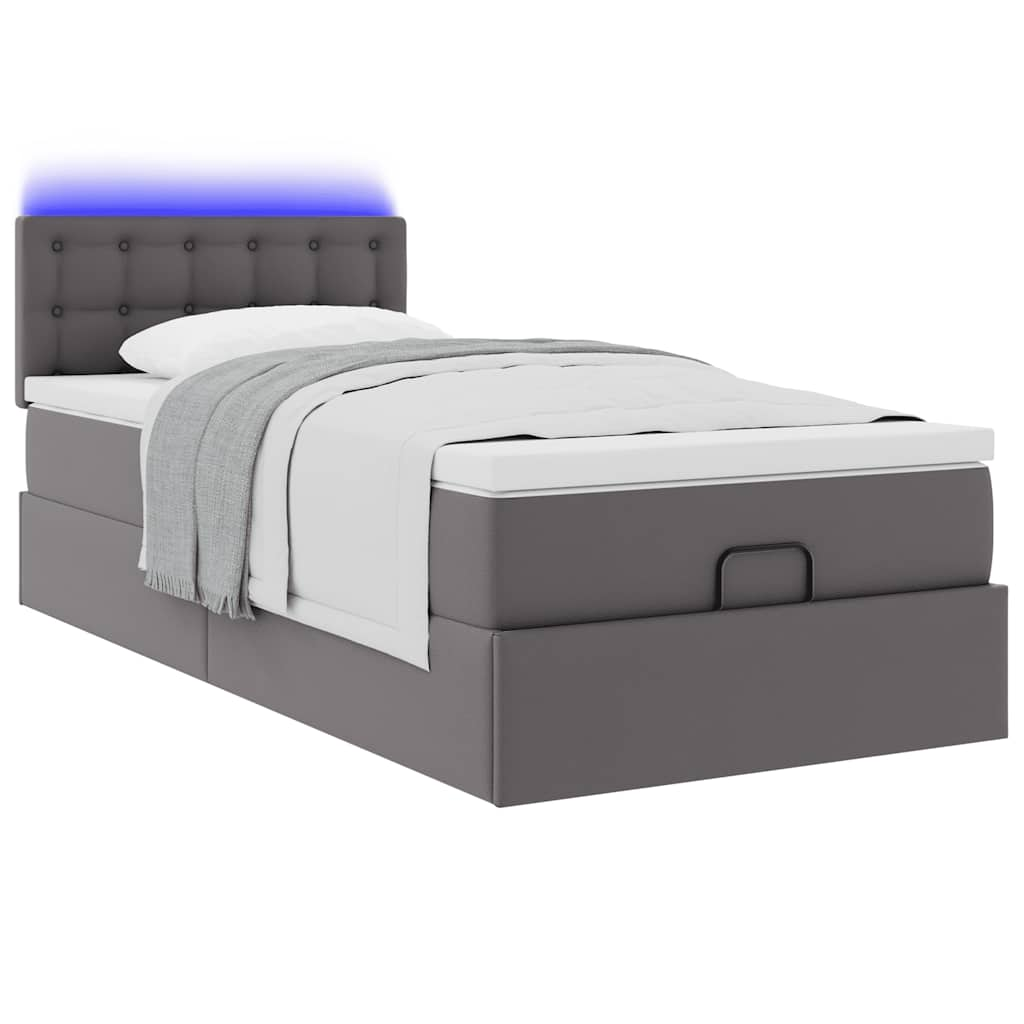 vidaXL Estructura cama otomana colchón cuero sintético gris 100x200cm