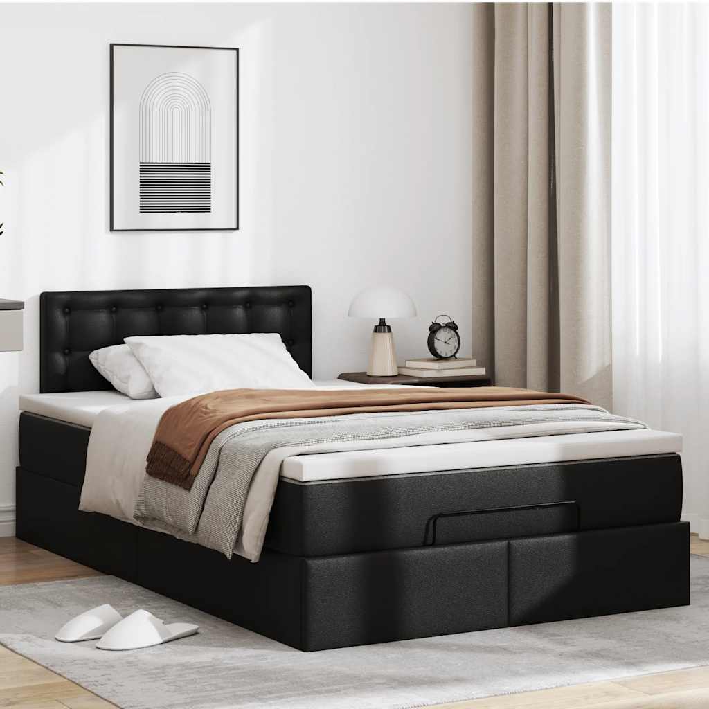 vidaXL Estructura cama otomana colchón cuero sintético negro 120x190cm