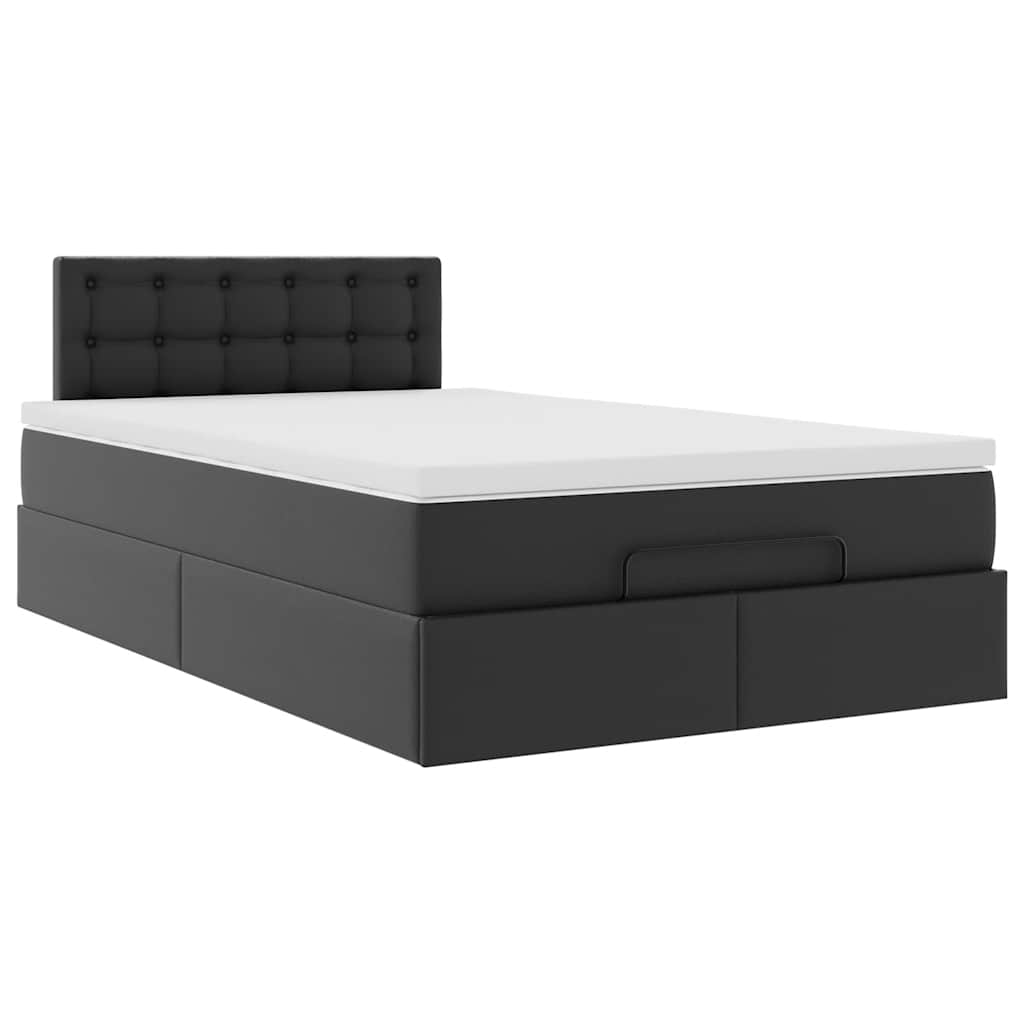 vidaXL Estructura cama otomana colchón cuero sintético negro 120x190cm