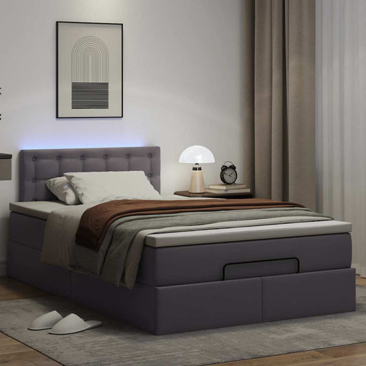 vidaXL Estructura cama otomana colchón gris 120x190 cm cuero sintético