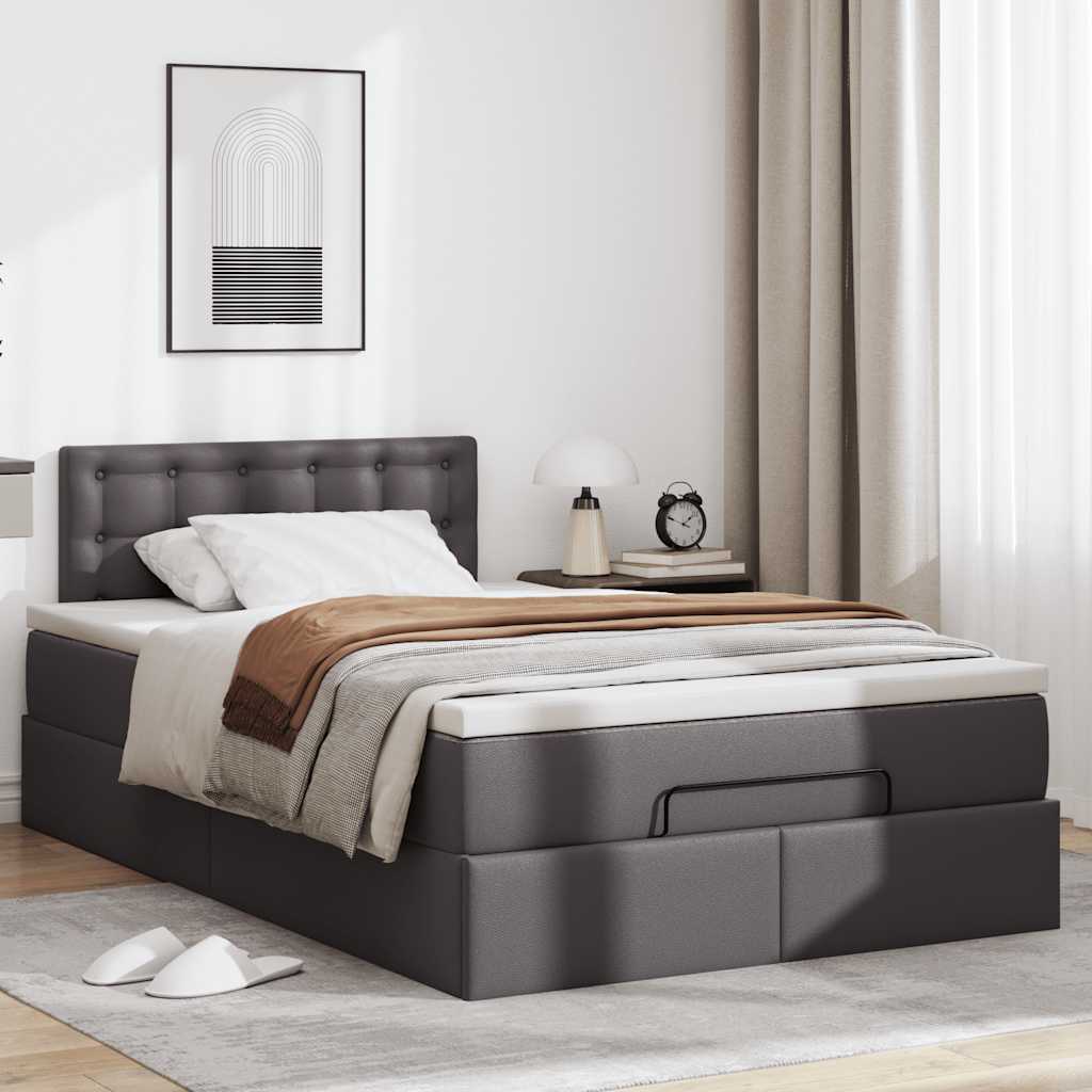 vidaXL Estructura cama otomana colchón cuero sintético gris 120x200cm